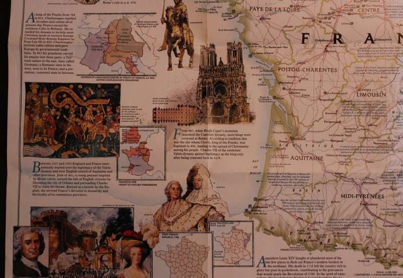 National Geographic Folded Map of France July 1989