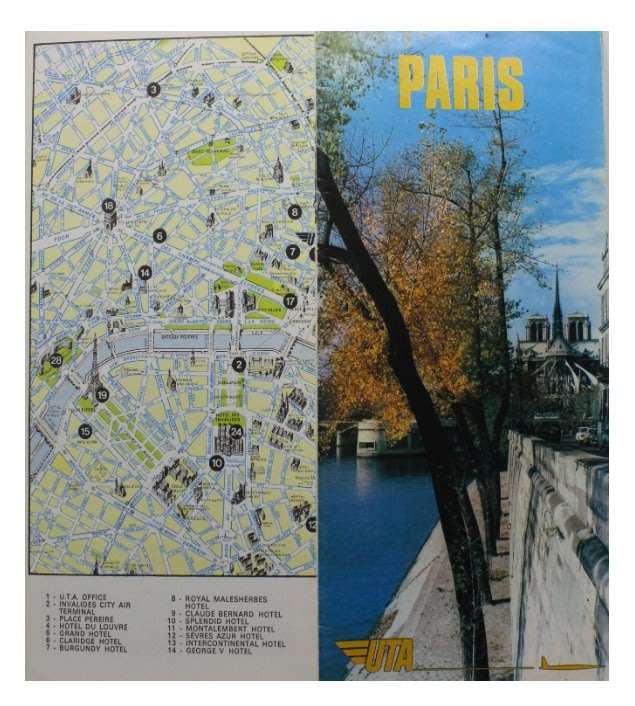 Vintage UTA Paris 1959 Tourist Guide Poster