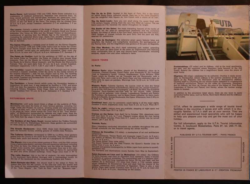 Vintage UTA Paris 1959 Tourist Guide Poster