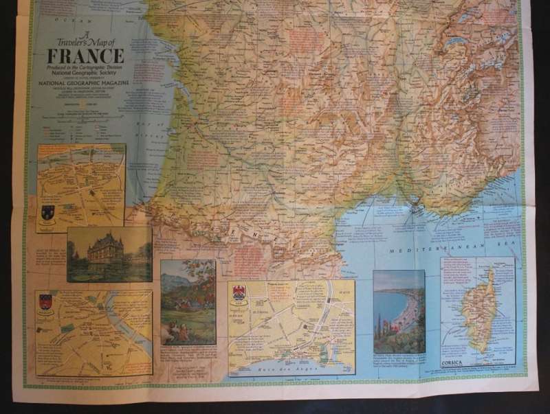 Vintage National Geographic Folded Map of France June 1971