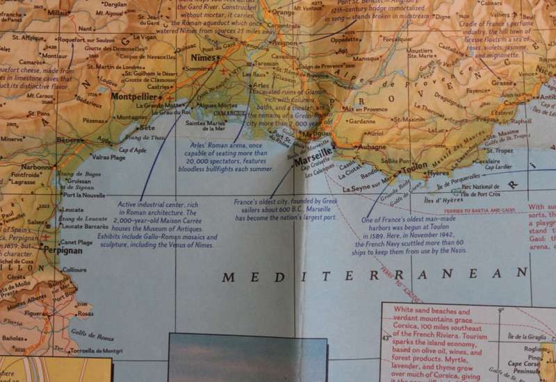 Vintage National Geographic Folded Map of France June 1971