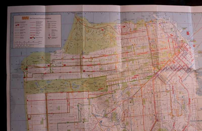 San Francisco Street and Transit Folded Map 1988