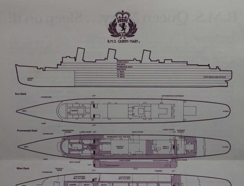 RMS Queen Mary Deck Layout Small Poster