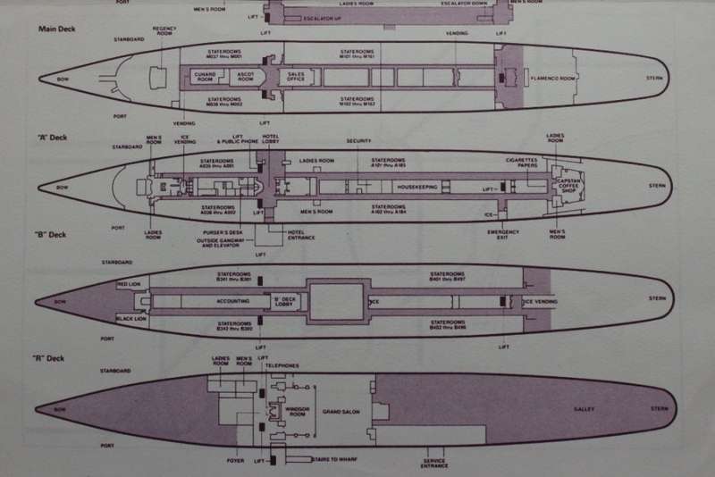 RMS Queen Mary Deck Layout Small Poster
