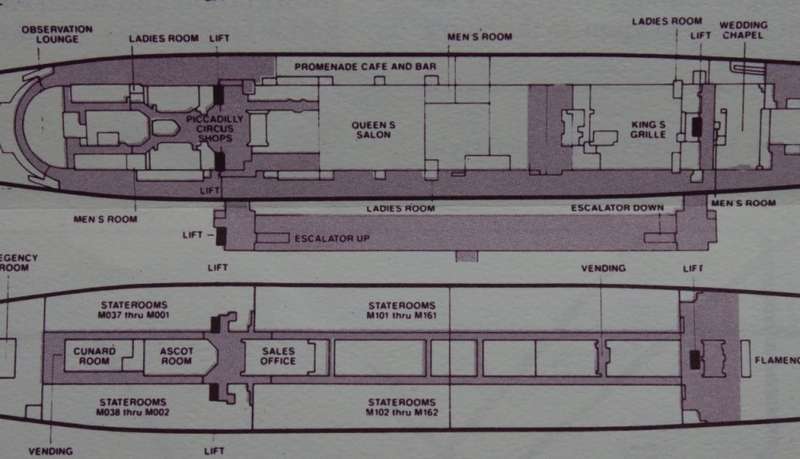 RMS Queen Mary Deck Layout Small Poster