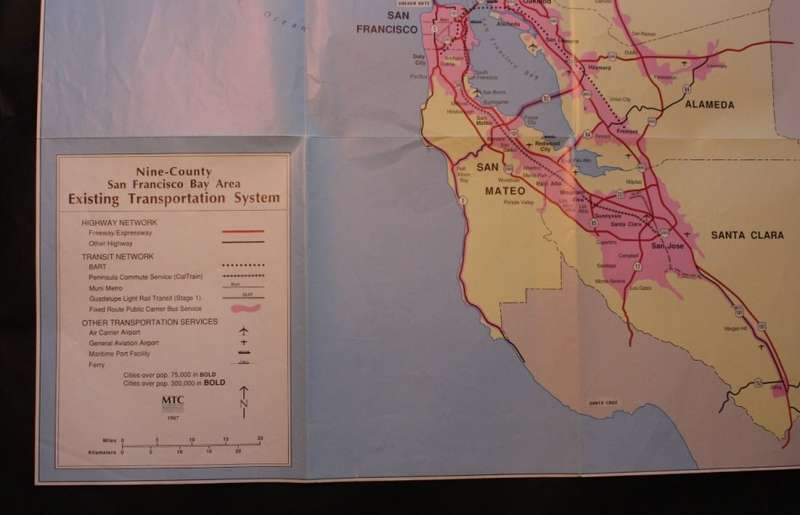 San Francisco Bay Area Transportation System Folded Map 1987