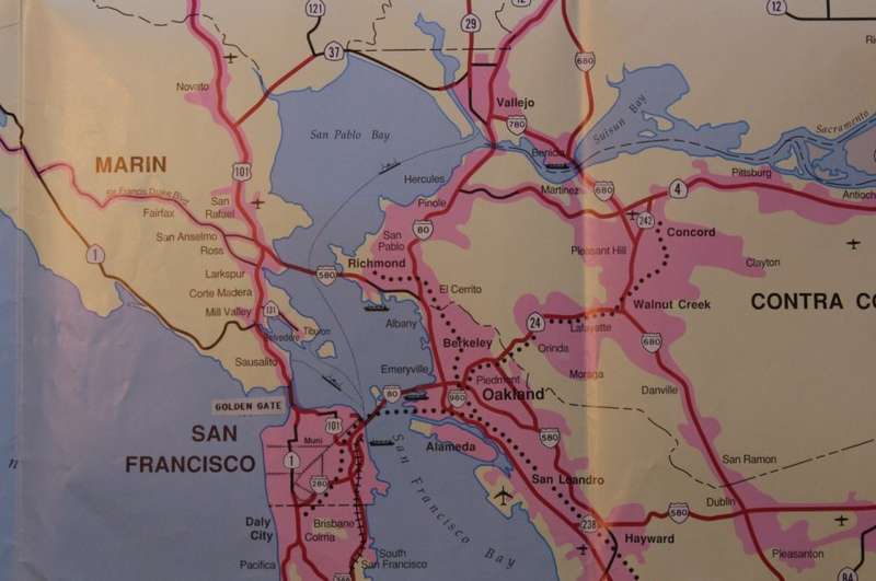San Francisco Bay Area Transportation System Folded Map 1987