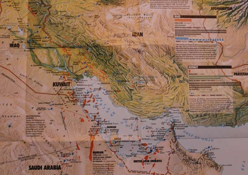 National Geographic Folded Map of The Middle East Feb 1991