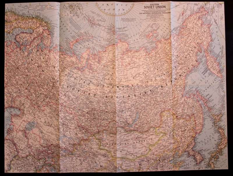 Vintage National Geographic Folded Map of The Eastern Soviet Union March 1967