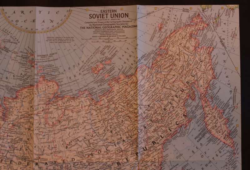 Vintage National Geographic Folded Map of The Eastern Soviet Union March 1967