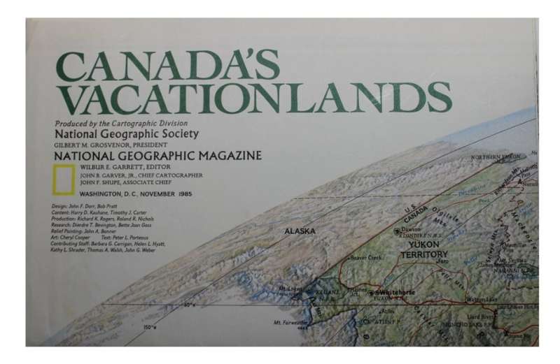National Geographic Folded Map Canada November 1985