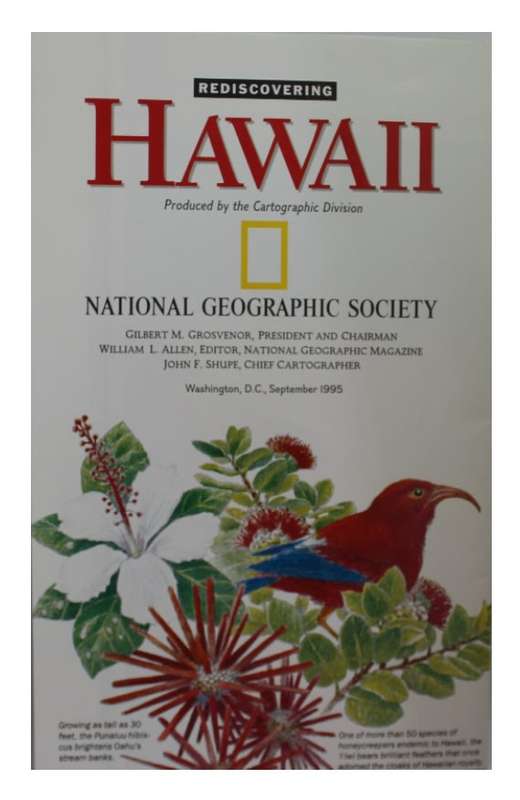 National Geographic Folded Map of Hawaii Sept 1995