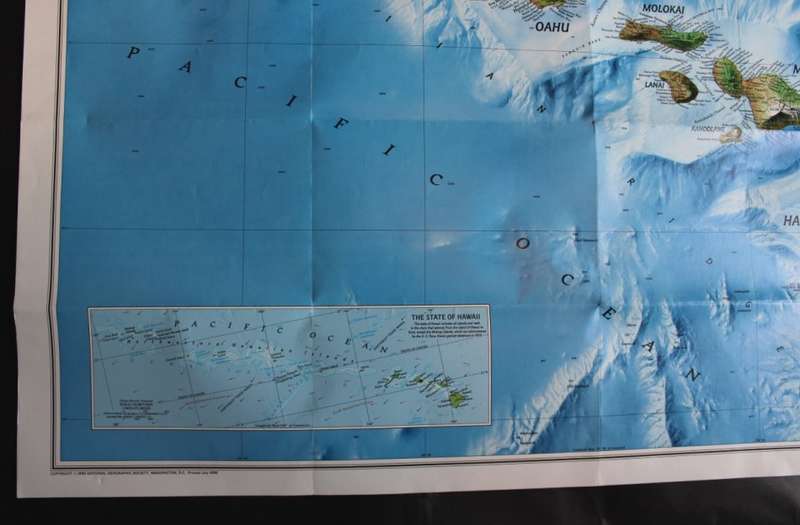 National Geographic Folded Map of Hawaii Sept 1995