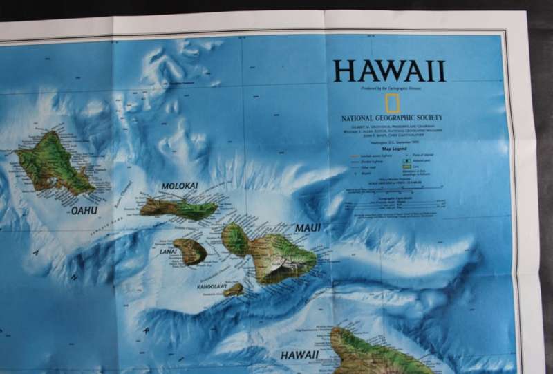National Geographic Folded Map of Hawaii Sept 1995