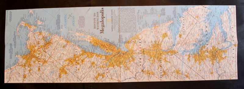 National Geographic Folded Map of The Megalopolis Boston to Washington July 1994