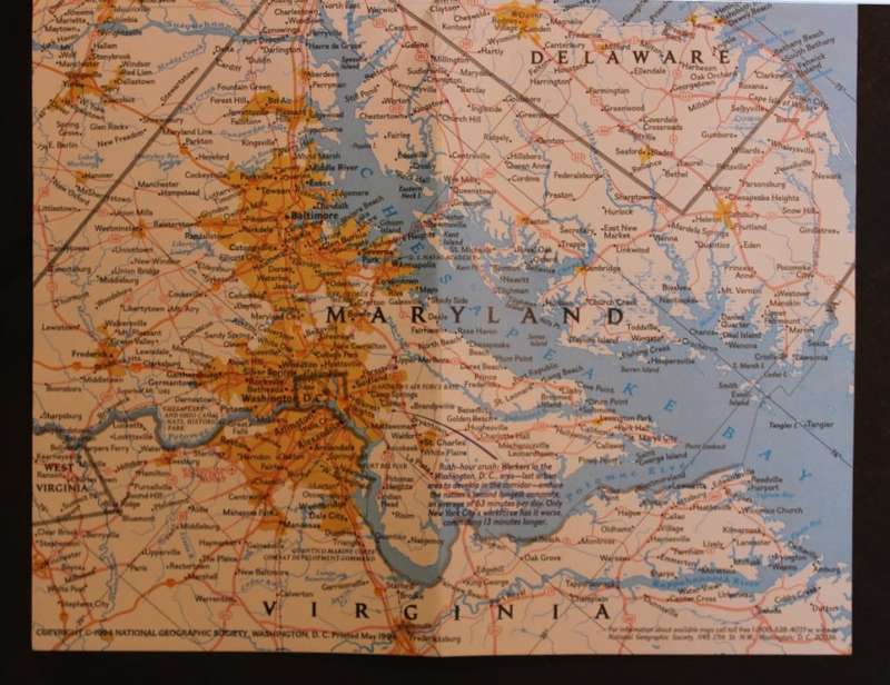National Geographic Folded Map of The Megalopolis Boston to Washington July 1994