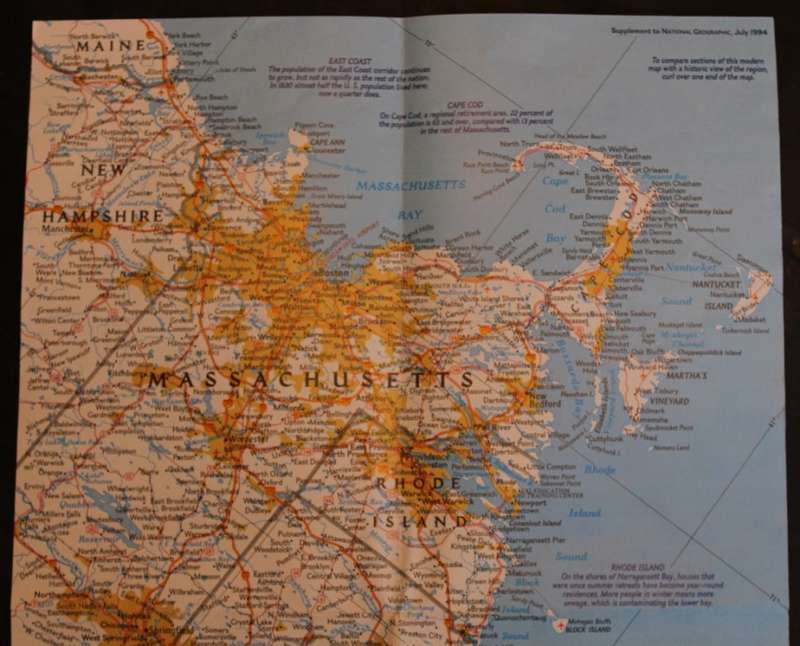 National Geographic Folded Map of The Megalopolis Boston to Washington July 1994