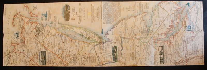 National Geographic Folded Map of The Megalopolis Boston to Washington July 1994