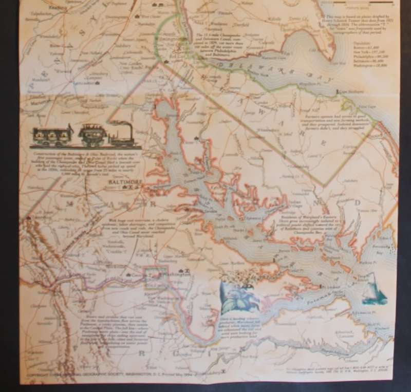 National Geographic Folded Map of The Megalopolis Boston to Washington July 1994