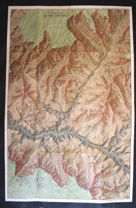 Vintage National Geographic Folded Map of The Heart Of The Grand Canyon July 1978