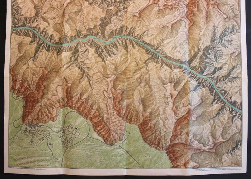 Vintage National Geographic Folded Map of The Heart Of The Grand Canyon July 1978