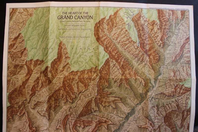 Vintage National Geographic Folded Map of The Heart Of The Grand Canyon July 1978