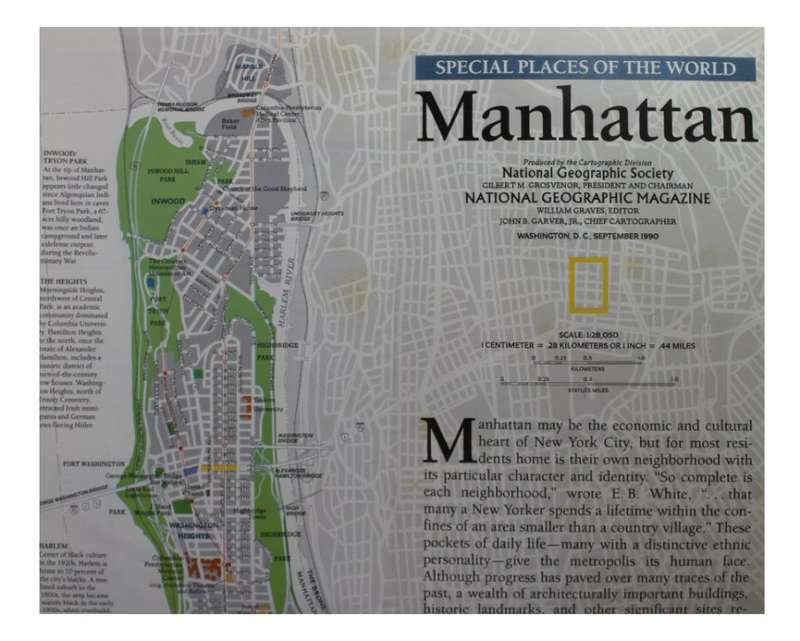 National Geographic Folded Map of Manhattan Sept 1990