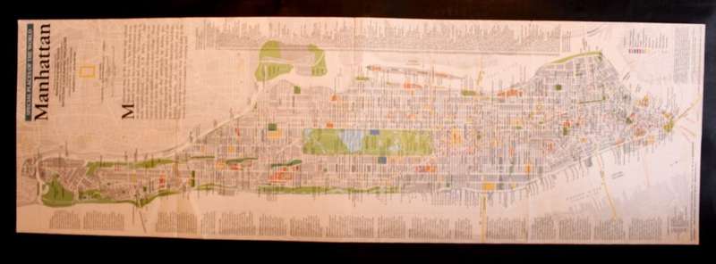 National Geographic Folded Map of Manhattan Sept 1990