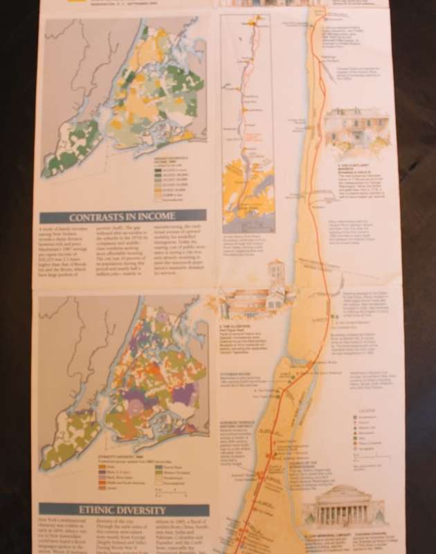 National Geographic Folded Map of Manhattan Sept 1990