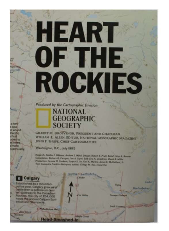 National Geographic Folded Map of The Heart Of The Rockies July 1995