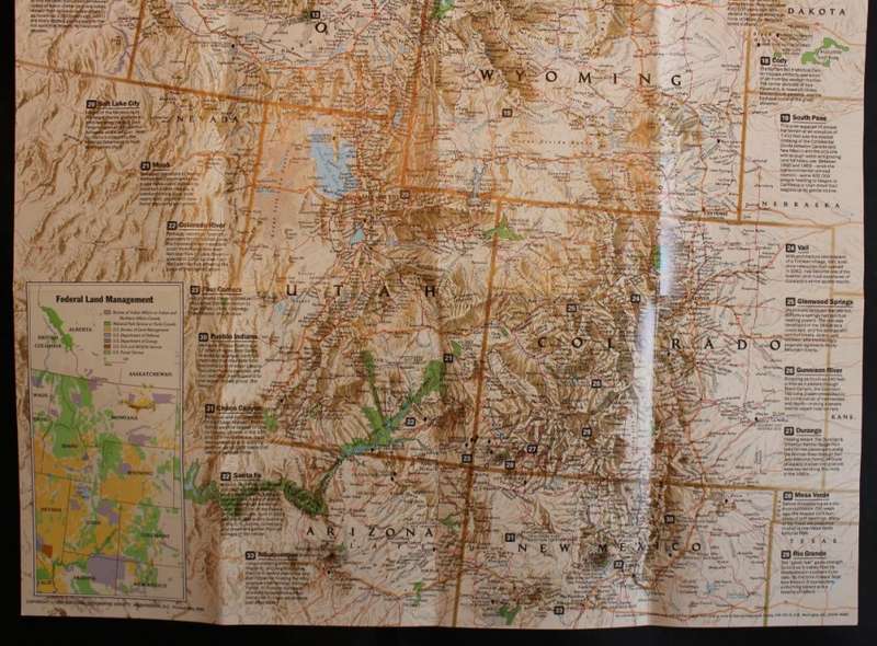 National Geographic Folded Map of The Heart Of The Rockies July 1995