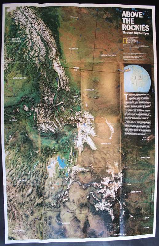 National Geographic Folded Map of The Heart Of The Rockies July 1995