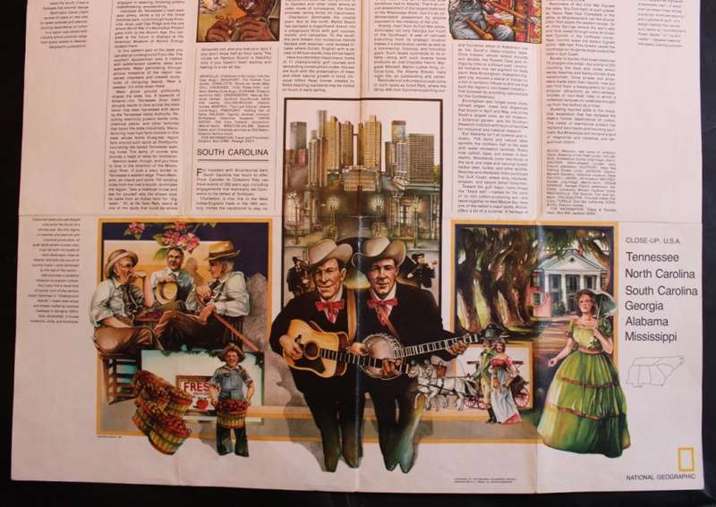 National Geographic Folded Map of The South East USA Oct 1975