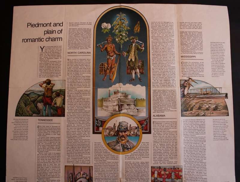 National Geographic Folded Map of The South East USA Oct 1975