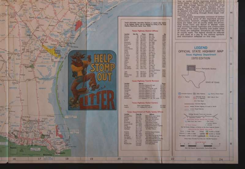 Vintage Official Texas Highway Department Texas State Highway Folded Map 1970