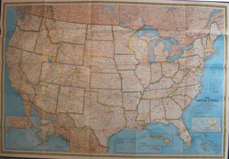 National Geographic Folded Map of The United States Sept 1987