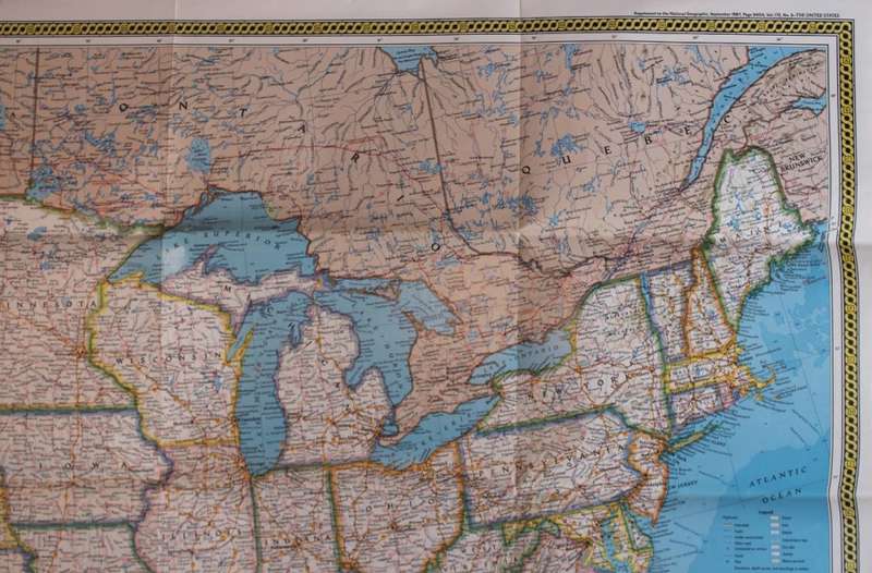 National Geographic Folded Map of The United States Sept 1987