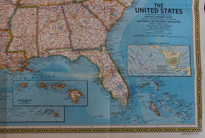 National Geographic Folded Map of The United States Sept 1987