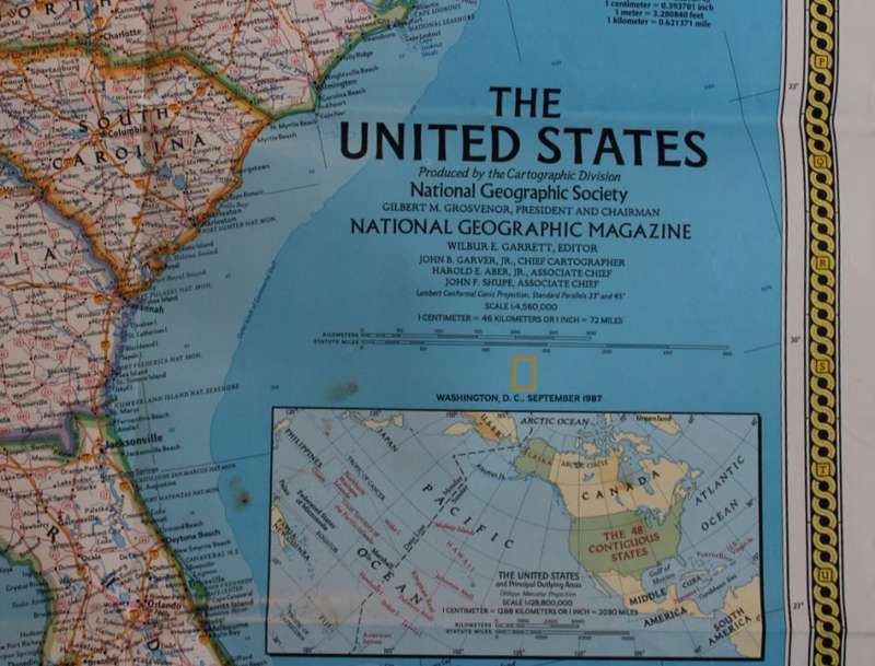 National Geographic Folded Map of The United States Sept 1987