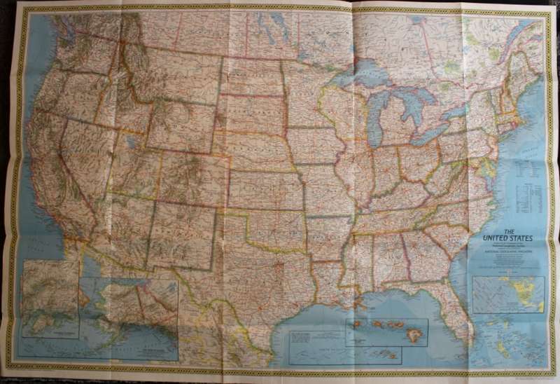 National Geographic Folded Map of The United States July 1976