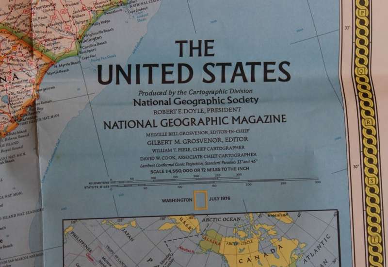 National Geographic Folded Map of The United States July 1976