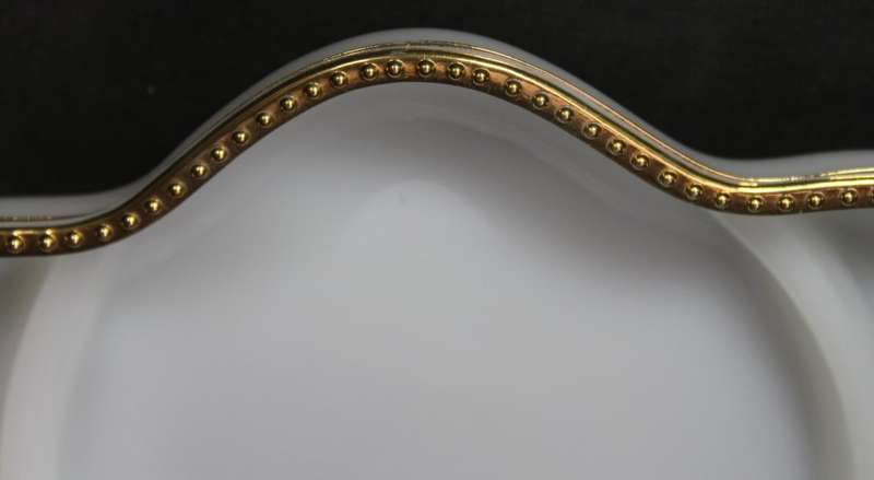 Vintage Fire-King Oven Ware USA 3 Section Serving Dish White Milk Glass with Gold Trim