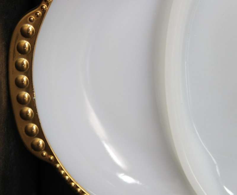 Vintage Fire-King Oven Ware USA 3 Section Serving Dish White Milk Glass with Gold Trim