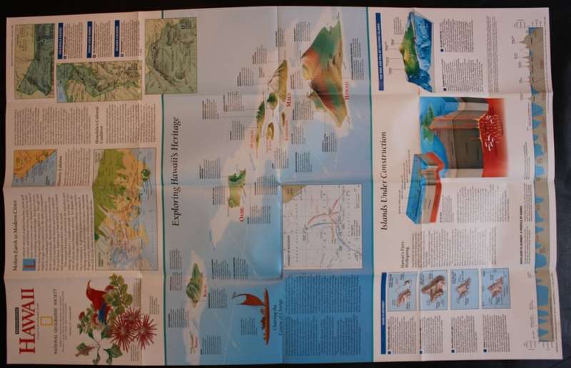 National Geographic Folded Map of Hawaii Sept 1995