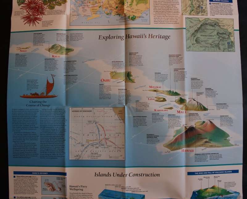 National Geographic Folded Map of Hawaii Sept 1995