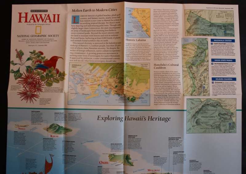 National Geographic Folded Map of Hawaii Sept 1995