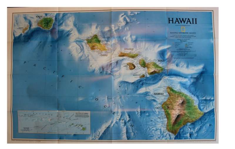 National Geographic Folded Map of Hawaii Sept 1995
