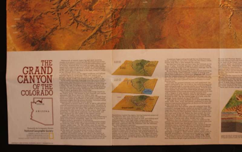 Vintage National Geographic Folded Map of The Heart Of The Grand Canyon July 1978