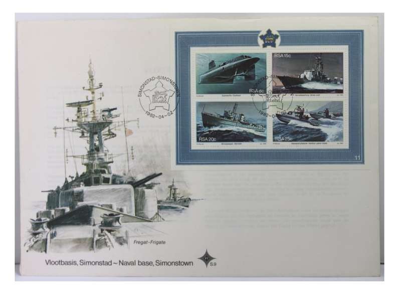 South Africa Simons Town Naval Base FDC Large Envelope with 8/15/20/25 Cent Minisheet Stamps 1982