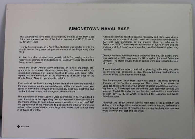 South Africa Simons Town Naval Base FDC Large Envelope with 8/15/20/25 Cent Minisheet Stamps 1982